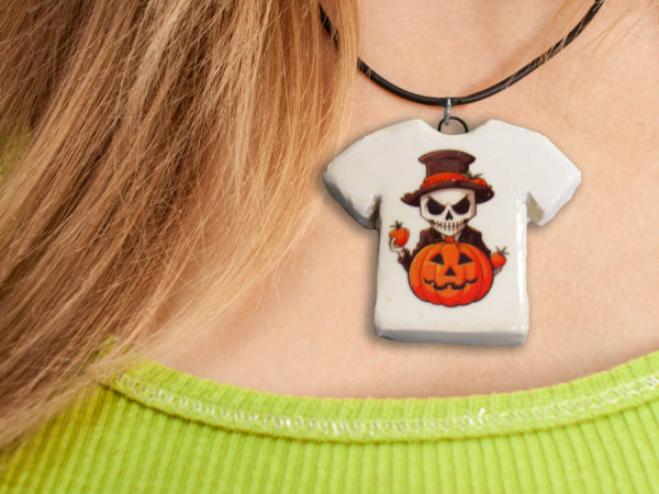 Skeleton in Suite with Pumpkin - Necklace mockup 1 copy