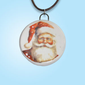 Round Santa Face with snowflakes - blue copy