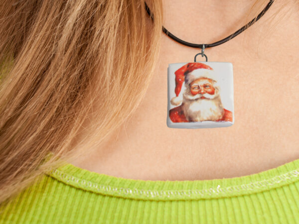 Classic Santa Face - Square - Necklace mockup 1 copy