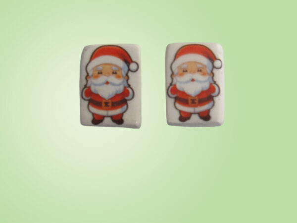 Santa Post Earrings - green background