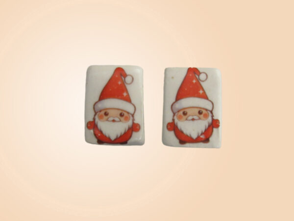 Santa's Face Post Earring - tan background