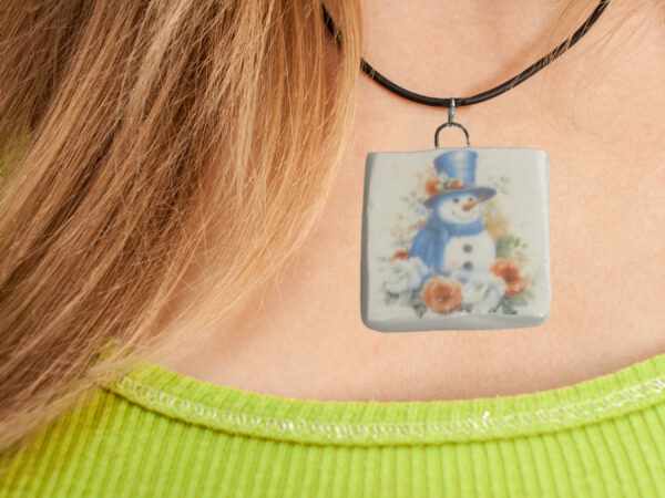 Snowman Blue Top Hat and Scarf - Necklace mockup copy 2