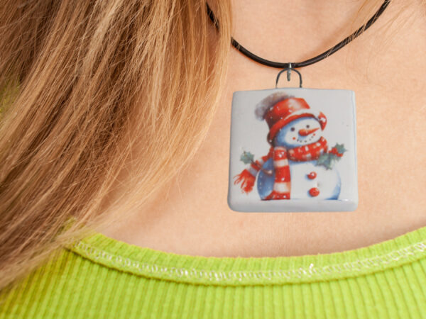 Snowman Red Hat - Necklace mockup copy