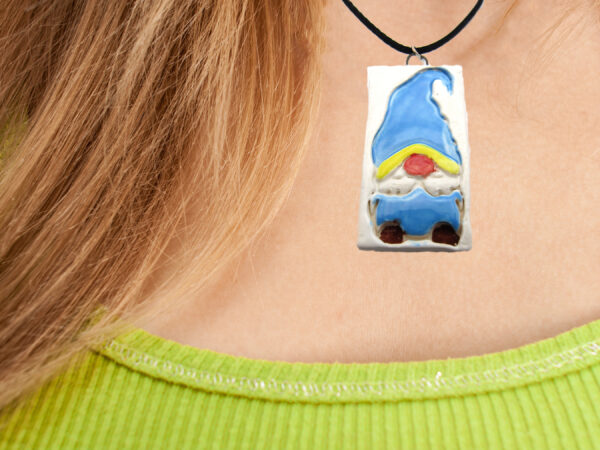 Gnome blue and yellow - Necklace mockup 1 copy 2