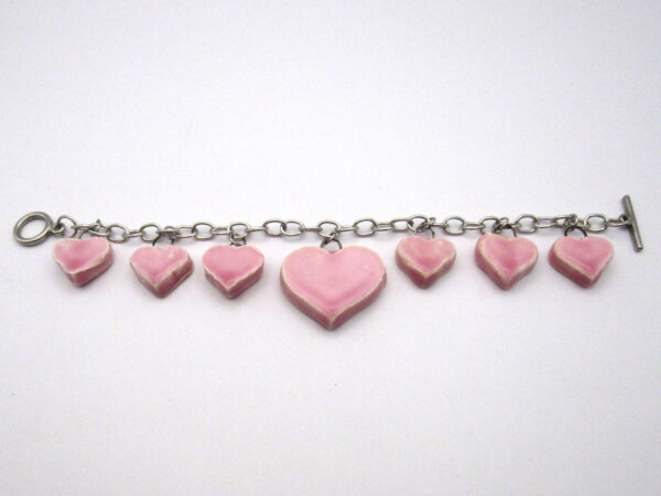 Pink heart cangle charm bracelet straight - white - IMG_9262