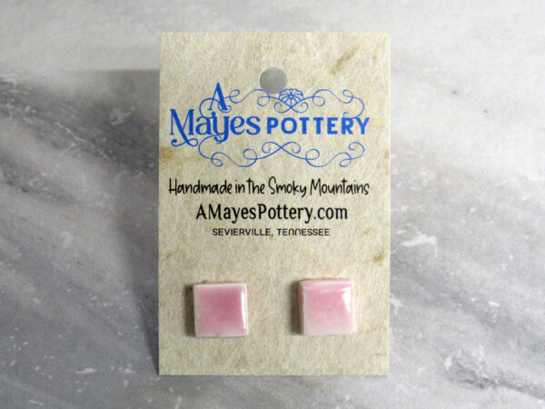 Medium Pink Stud Earrings - Marble - IMG_9325