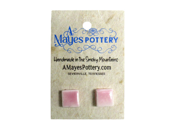 Medium Pink Stud Earrings - White - IMG_9325 copy