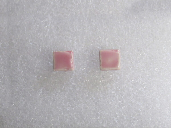 Small Square Pink Post Earrings on texture background - IMG_9332 copy